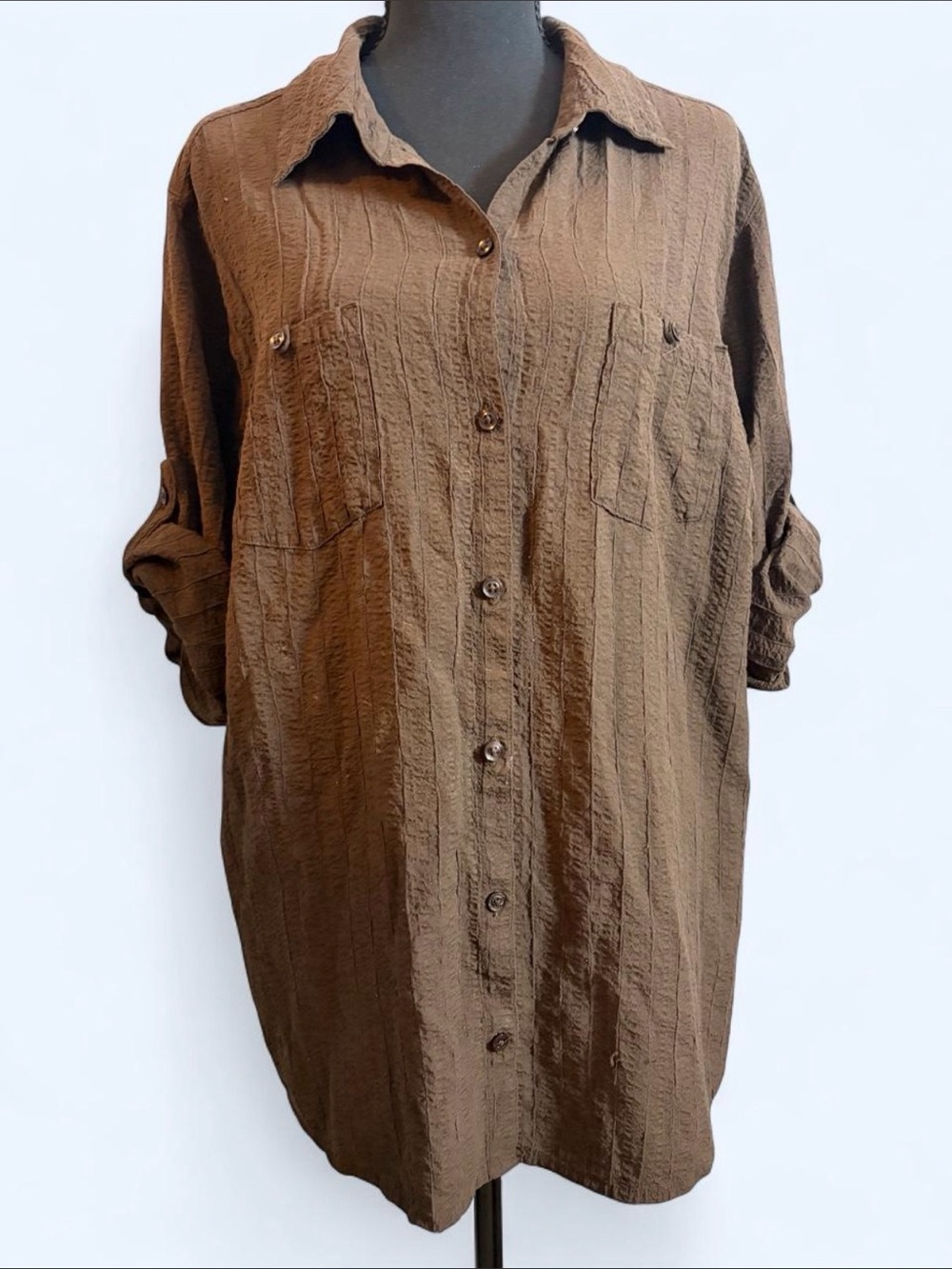 Brown Cotton Button Down Shirt